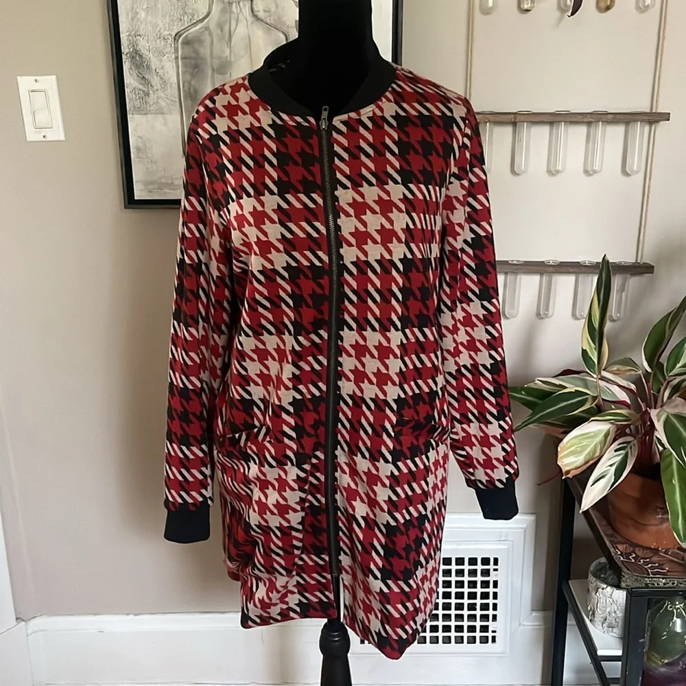 Sanctuary houndstooth zip up sweater - Picture 2 of 6